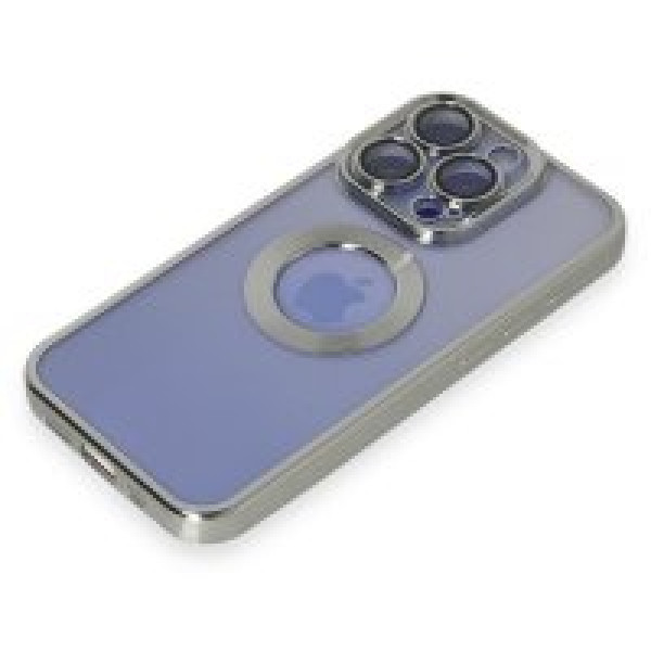 iPhone 15 Pro Max Kılıf Slot Silikon Lens Koruyucu - Gümüş