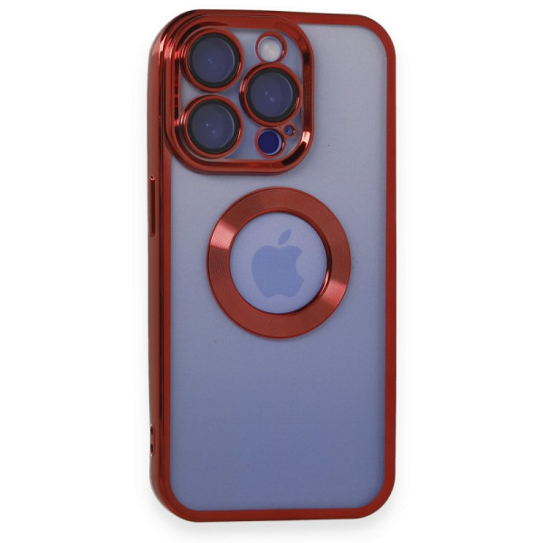 iPhone 15 Pro Max Kılıf Slot Silikon Lens Koruyuculu - Kırmızı