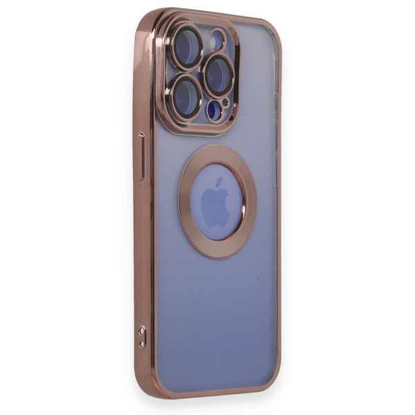 iPhone 15 Pro Max Kılıf Slot Silikon Lens Koruyuculu - Rose Gold