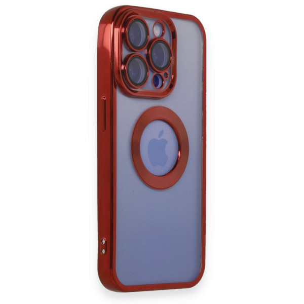 iPhone 15 Pro Max Kılıf Slot Silikon Lens Koruyuculu - Kırmızı