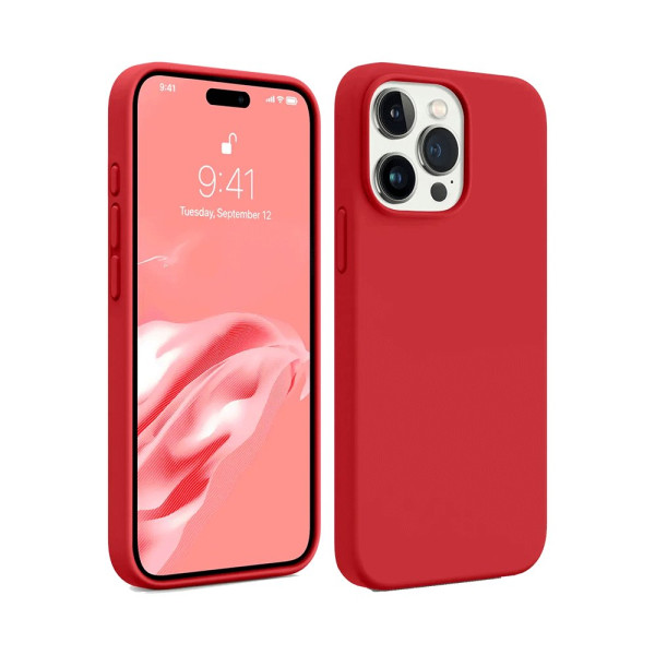 iPhone 15 Pro Max Kılıf First Silikon - Kırmızı