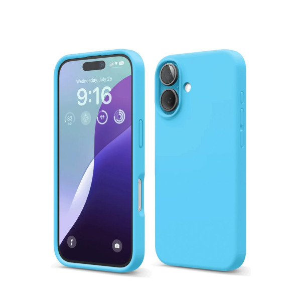 iPhone 16 Kılıf Nano içi Kadife Silikon - Mavi