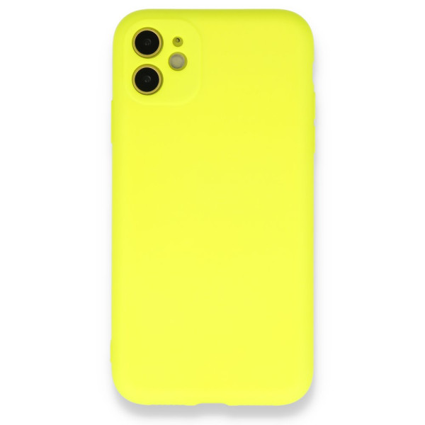 iPhone 11 Kılıf Nano içi Kadife Silikon - Sarı