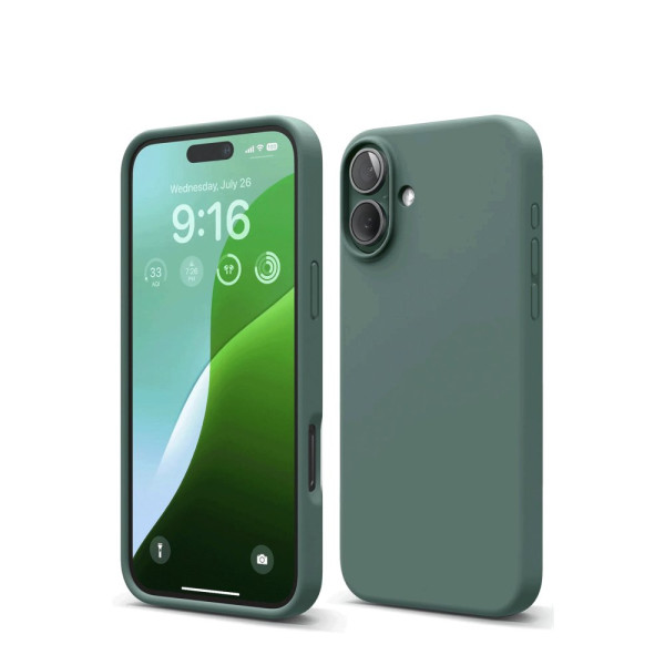 iPhone 16 Kılıf Nano içi Kadife Silikon - Koyu Yeşil