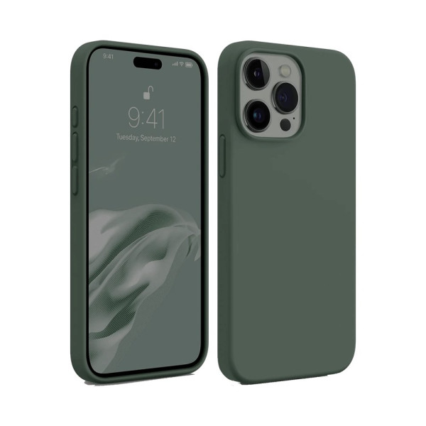 iPhone 15 Pro Max Kılıf First Silikon - Koyu Yeşil