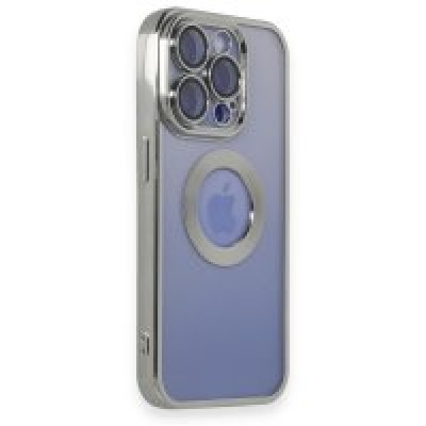 iPhone 15 Pro Max Kılıf Slot Silikon Lens Koruyucu - Gümüş